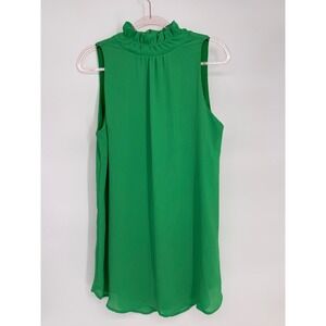 Tyche Green Sleeveless Ruffle Neck Keyhole Back Blouse Top Women's Large